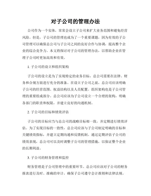 对子公司的管理办法