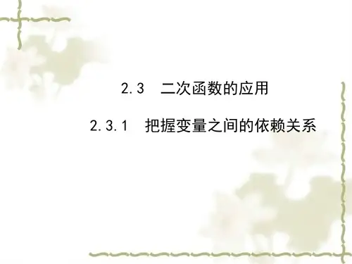 九年级数学下册第2章二次函数2.3二次函数的应用2.3.1把握变量之间