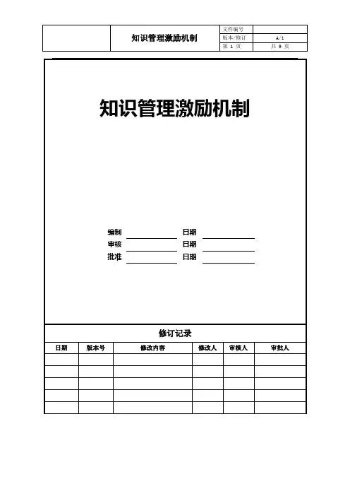 知识管理激励机制方案