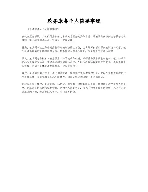 政务服务个人简要事迹