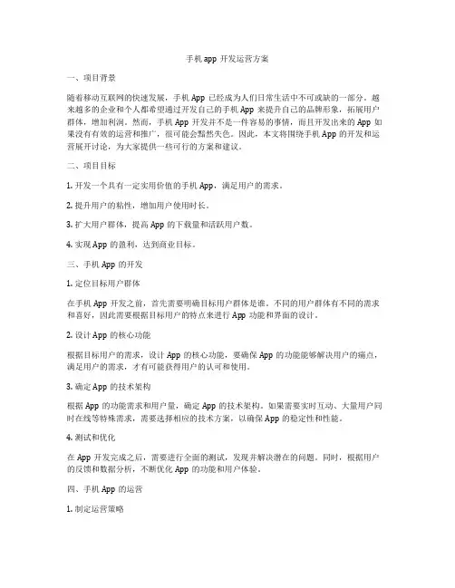 手机app开发运营方案