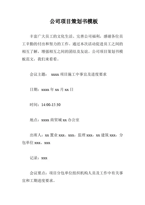 公司项目策划书模板