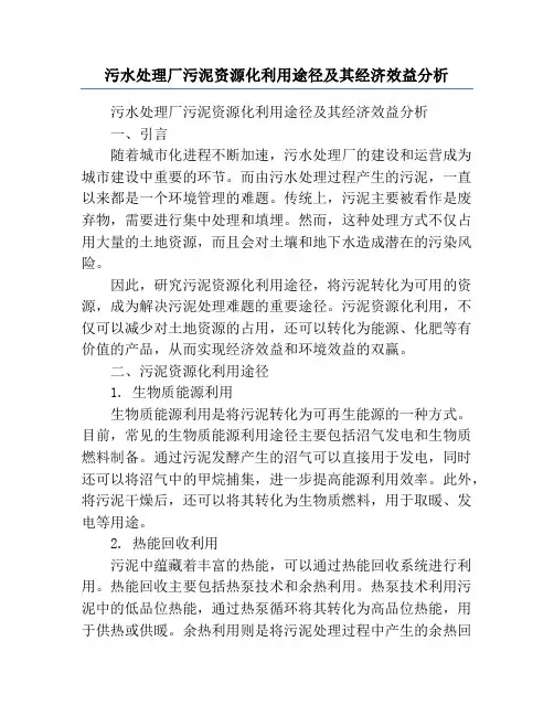 污水处理厂污泥资源化利用途径及其经济效益分析