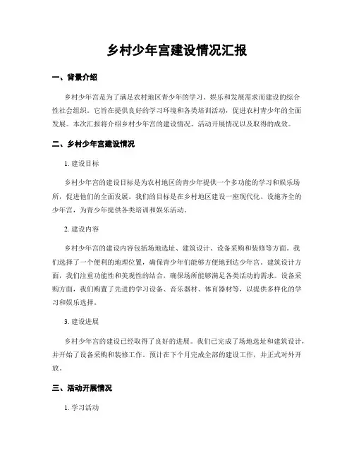 乡村少年宫建设情况汇报
