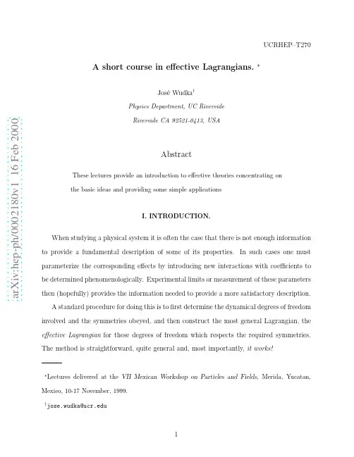 A short course in effective Lagrangians