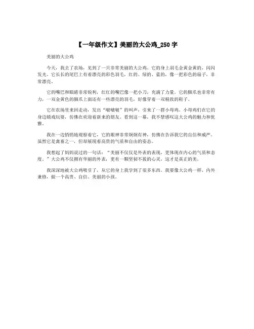 【一年级作文】美丽的大公鸡_250字