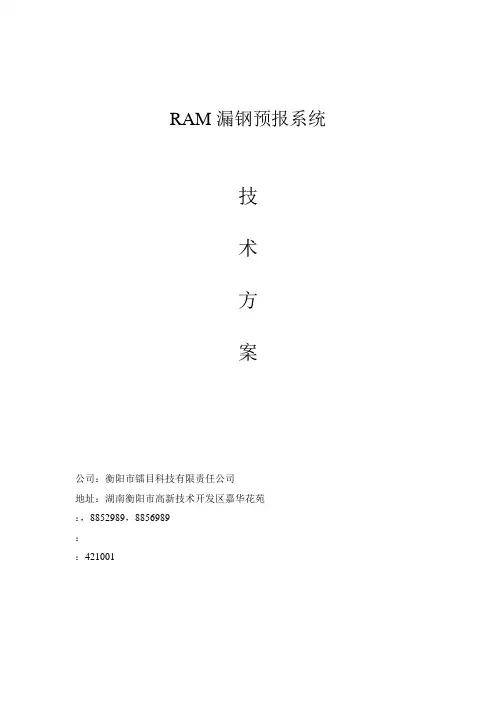 RAM漏钢预报技术方案