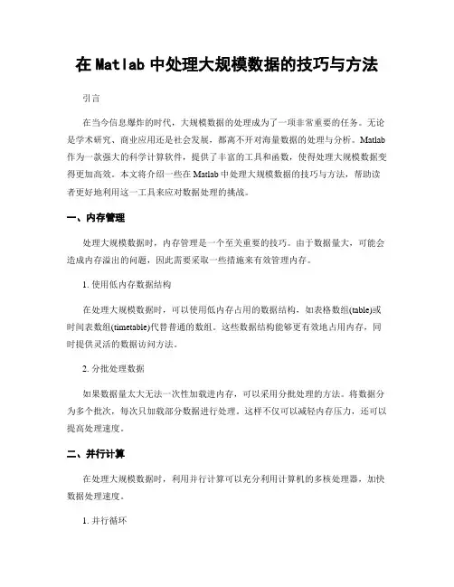 在Matlab中处理大规模数据的技巧与方法