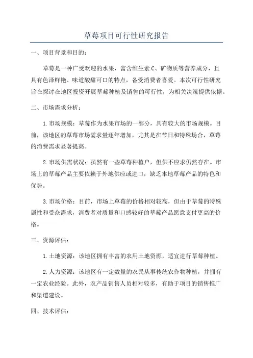 草莓项目可行性研究报告