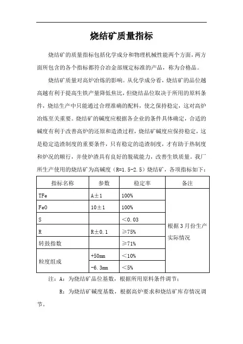 最新烧结矿质量指标教学提纲