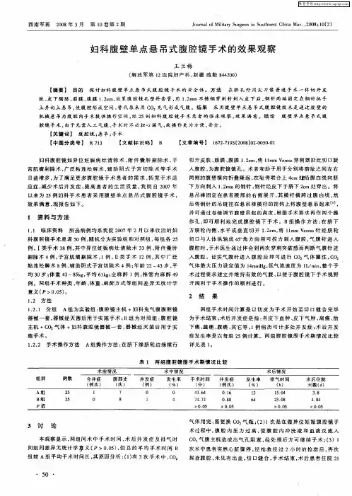 妇科腹壁单点悬吊式腹腔镜手术的效果观察