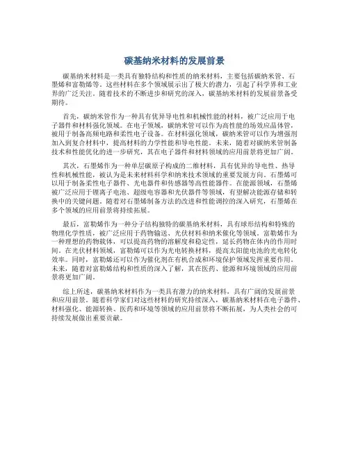碳基纳米材料的发展前景