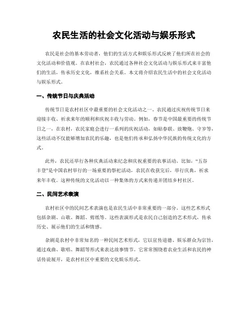 农民生活的社会文化活动与娱乐形式