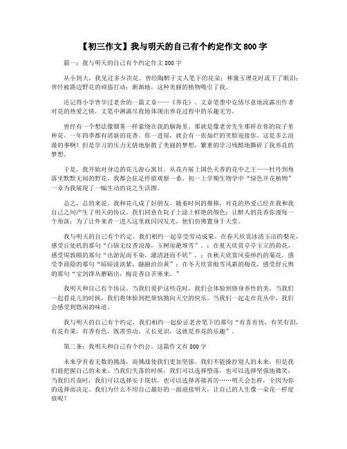 【初三作文】我与明天的自己有个约定作文800字