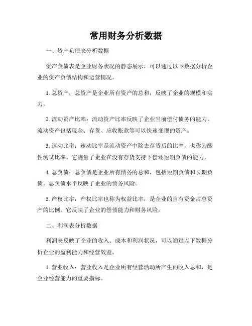 常用财务分析数据