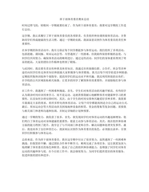 班干部体育委员期末总结