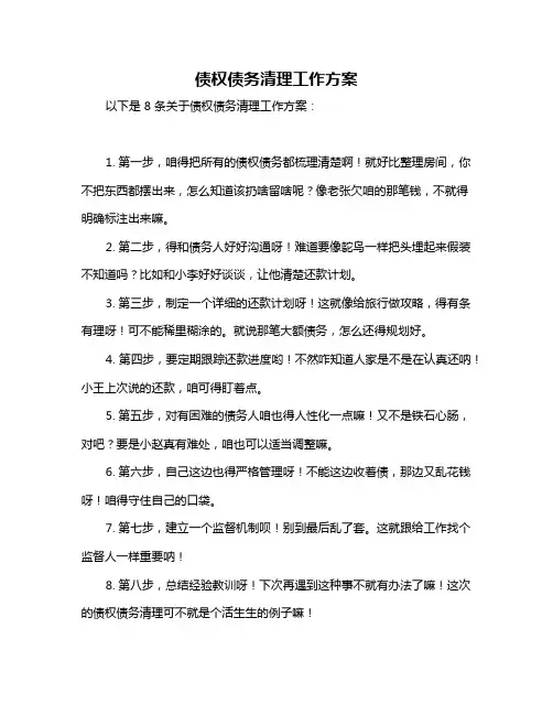 债权债务清理工作方案