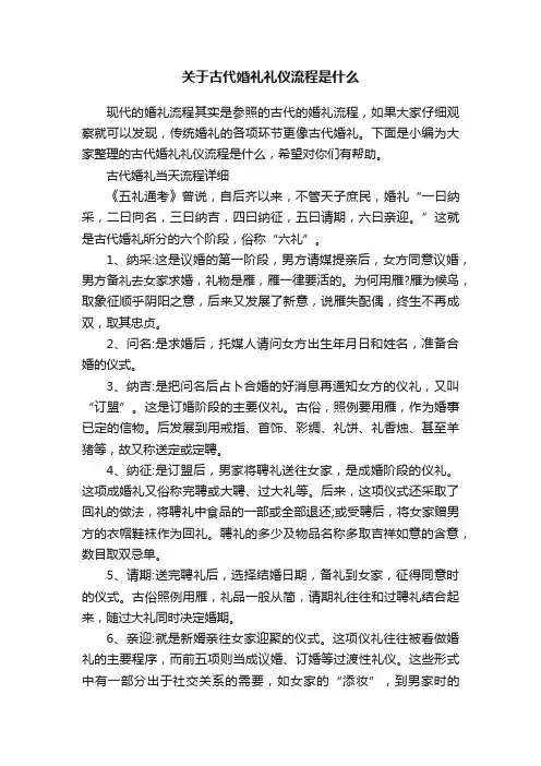 关于古代婚礼礼仪流程是什么