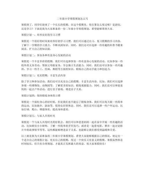 二年级小学寒假规划怎么写