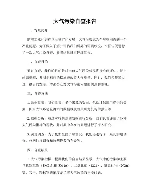 大气污染自查报告