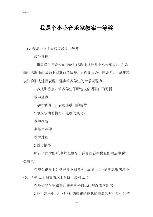 我是个小小音乐家教案一等奖