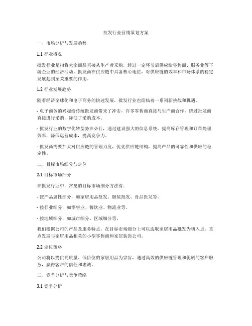 批发行业营销策划方案