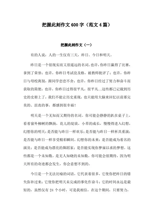牢牢把握此刻作文600字初中