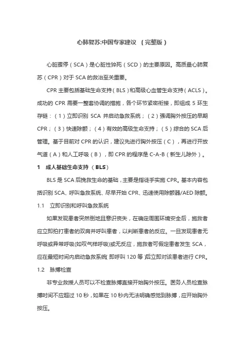 心肺复苏中国专家建议 (完整版)