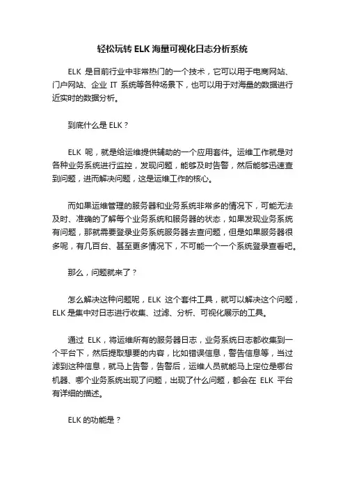 轻松玩转ELK海量可视化日志分析系统