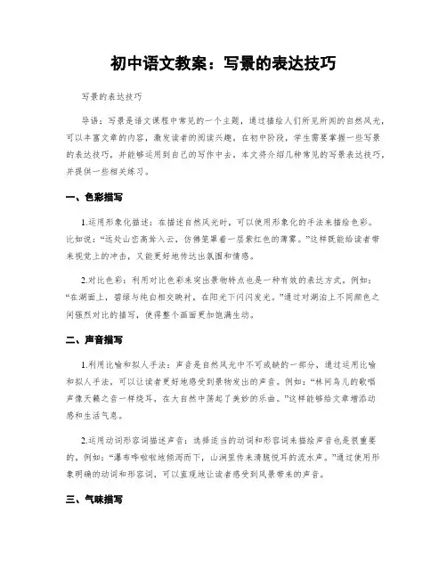 初中语文教案：写景的表达技巧