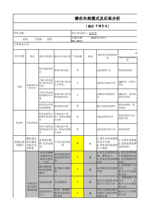dfmea潜在失效模式及后果分析案例