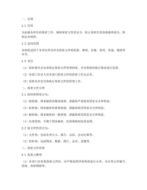 保密文件管理制度模板