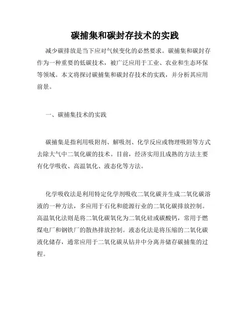 碳捕集和碳封存技术的实践