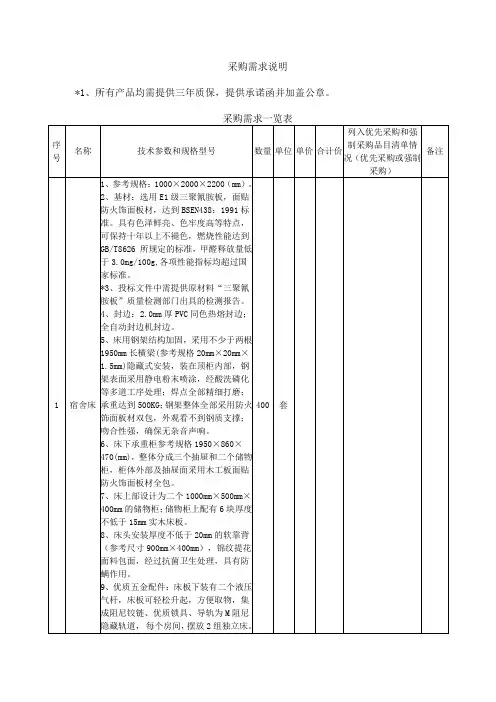 采购需求说明