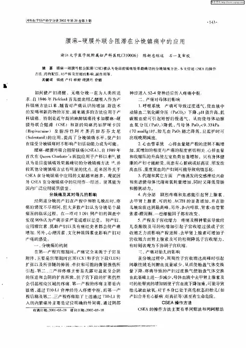 腰麻—硬膜外联合阻滞在分娩镇痛中的应用