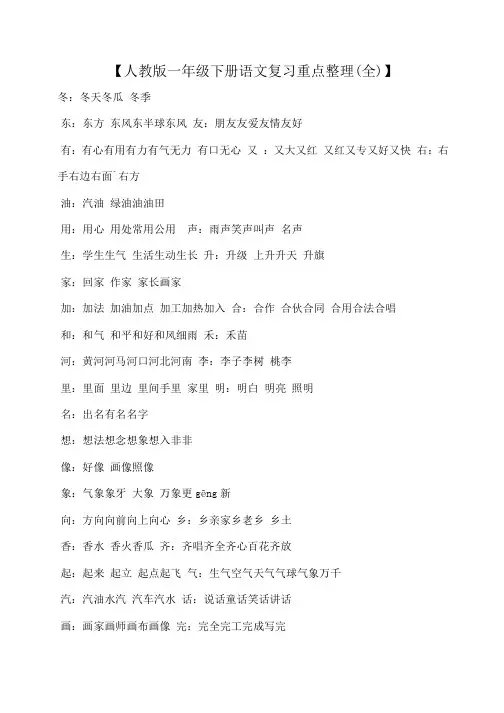 小度写范文【人教版一年级下册语文复习重点整理(全)】模板
