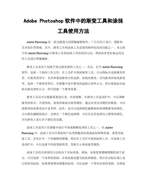 Adobe Photoshop软件中的渐变工具和涂抹工具使用方法