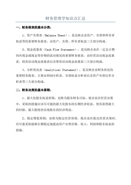 财务管理学知识点汇总