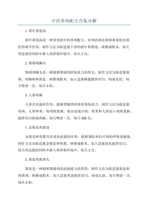 中药养鸡配方合集分解