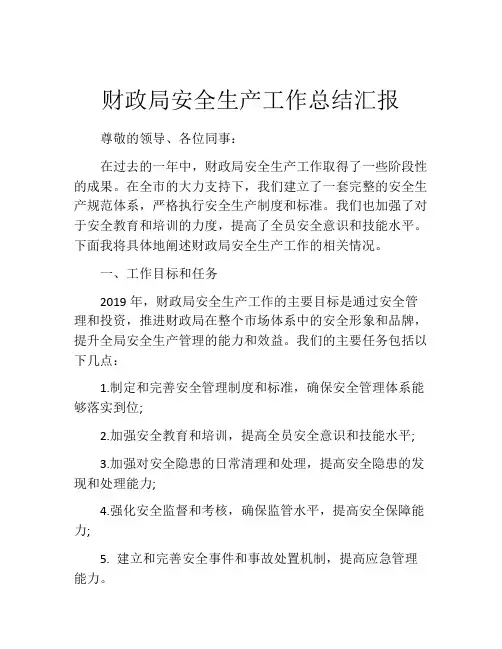 财政局安全生产工作总结汇报