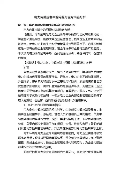 电力内部控制中的问题与应对措施分析