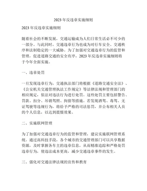 2023年反违章实施细则