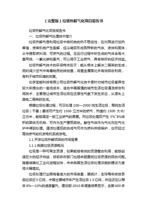 （完整版）垃圾热解气化项目报告书