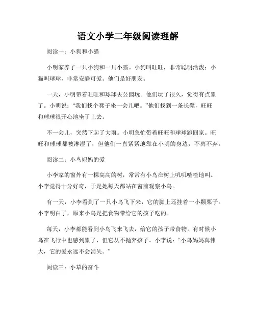 语文小学二年级阅读理解
