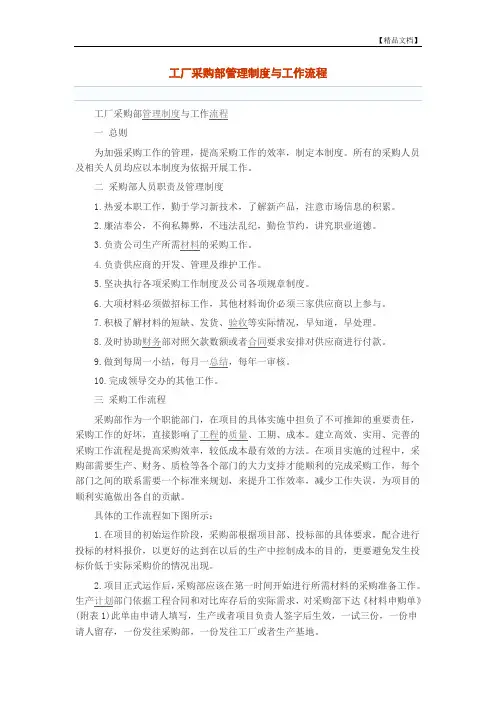 工厂采购部管理制度与工作流程