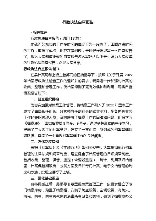 行政执法自查报告