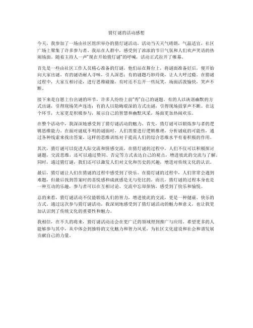 猜灯谜的活动感想