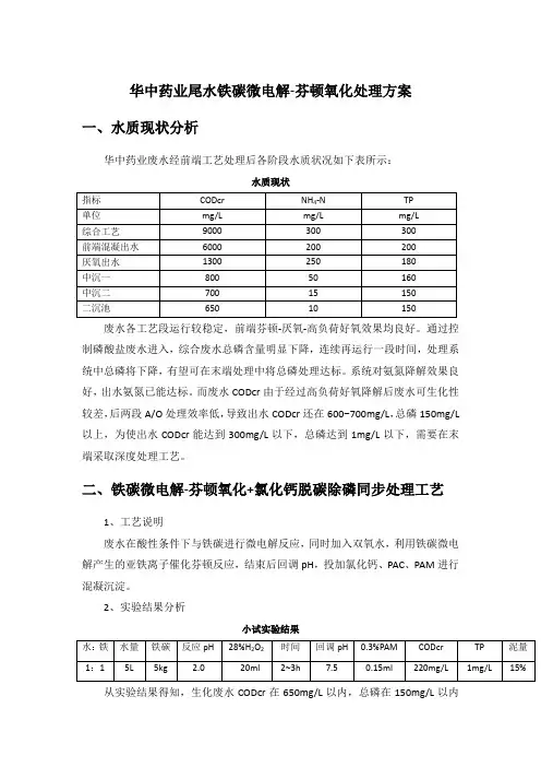 尾水铁碳微电解芬顿氧化处理方案
