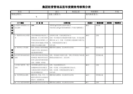 集团经营管理总监年度绩效考核表