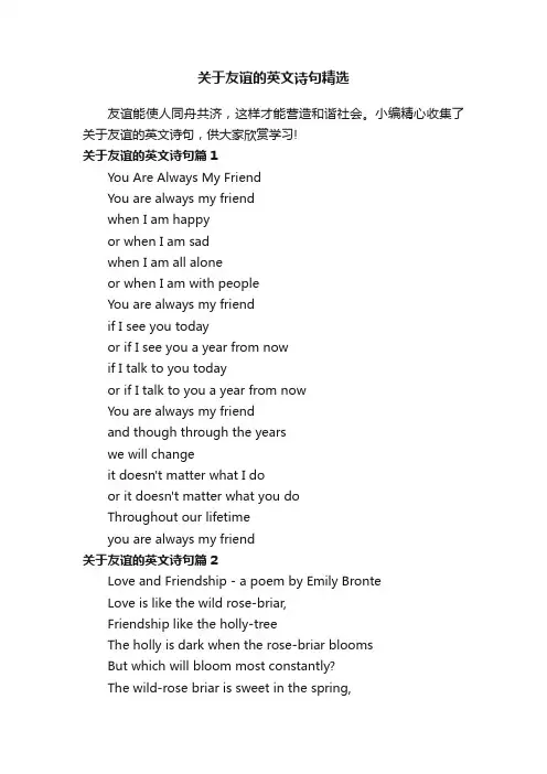 关于友谊的英文诗句精选
